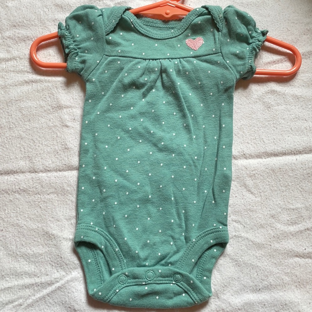Green/blue pika dots onesie